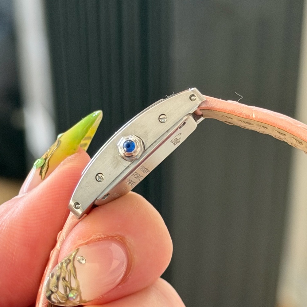 Pink Leather Strap Rectangular Silver-Tone Watch - image 12